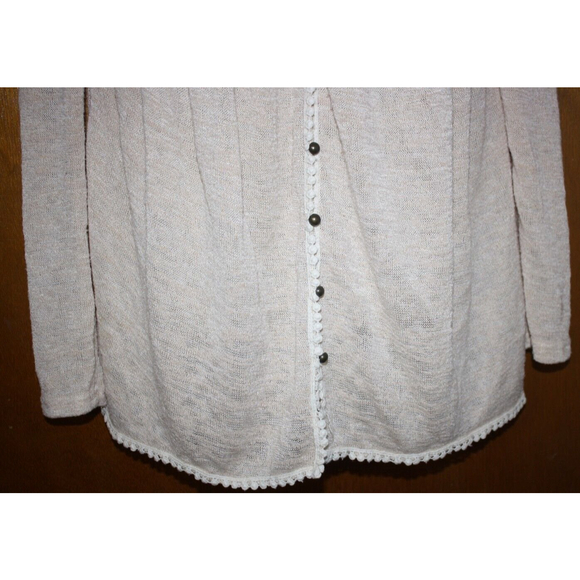 Ya Los Angeles Crochet Top Sz L Beige LS Button Down Women's Fashion - Picture 3 of 6